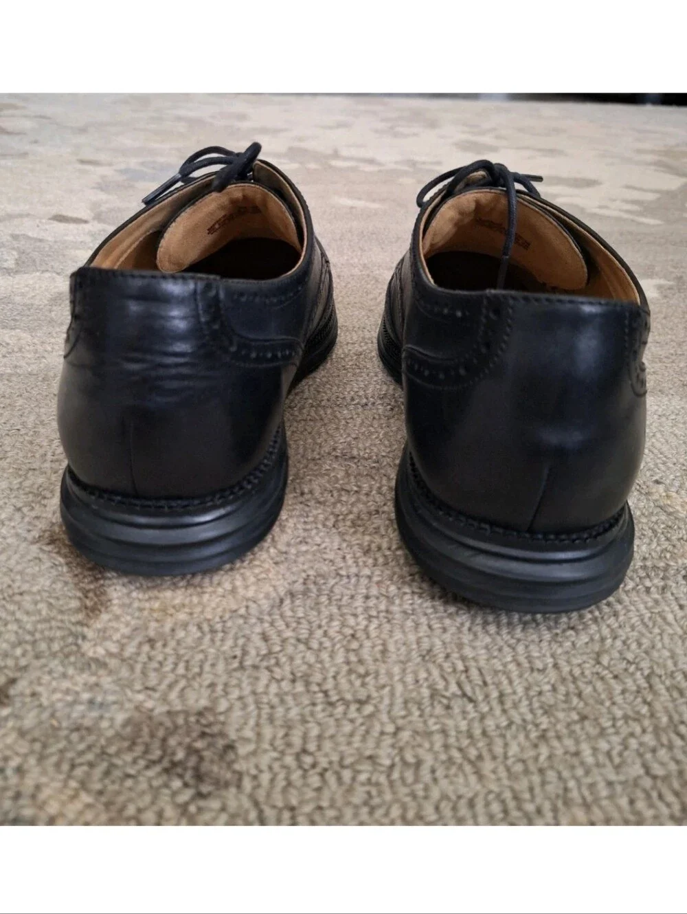 Cole Haan Black Leather Wingtip Derby Shoes